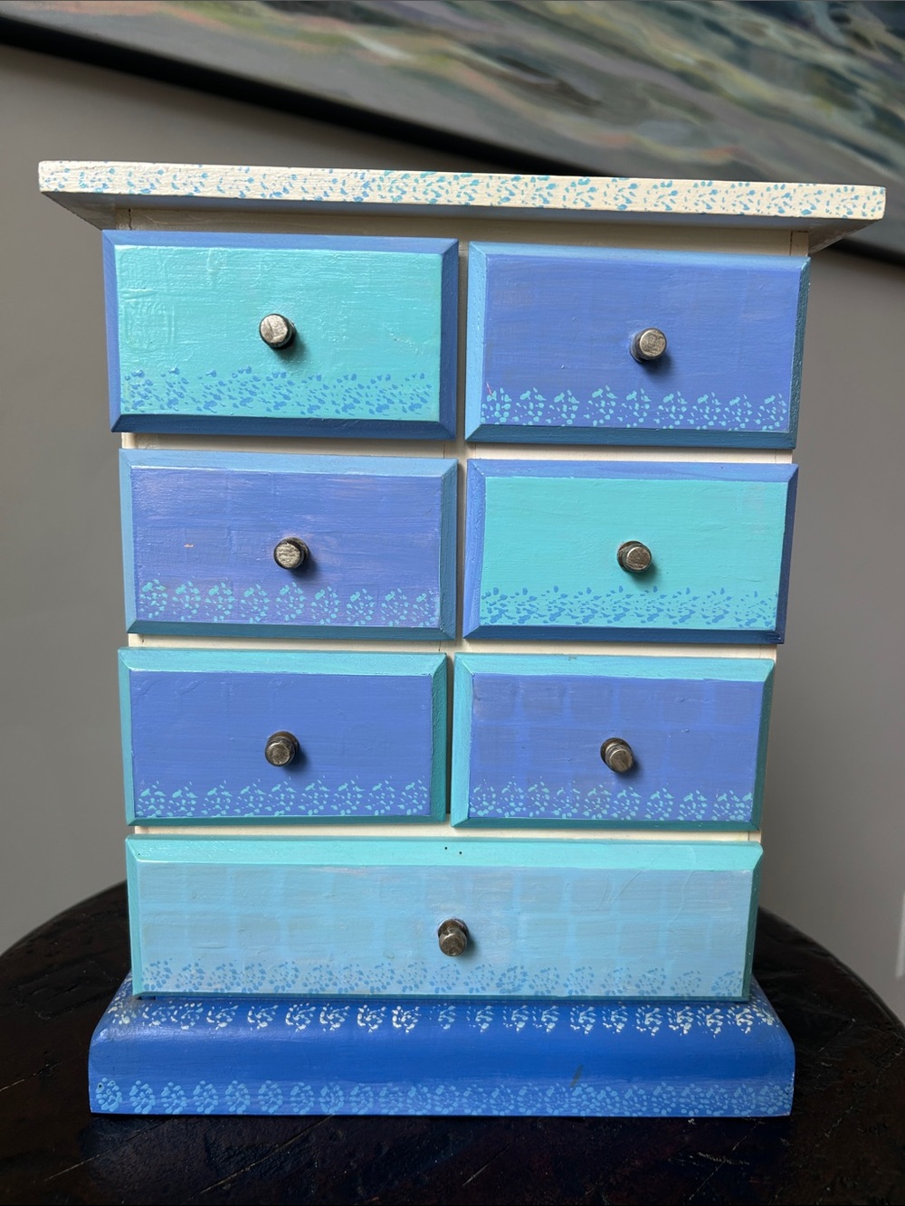 Handmade Jewelry Box w 7 Drawers Hand Painted Solid Wood. Made in California